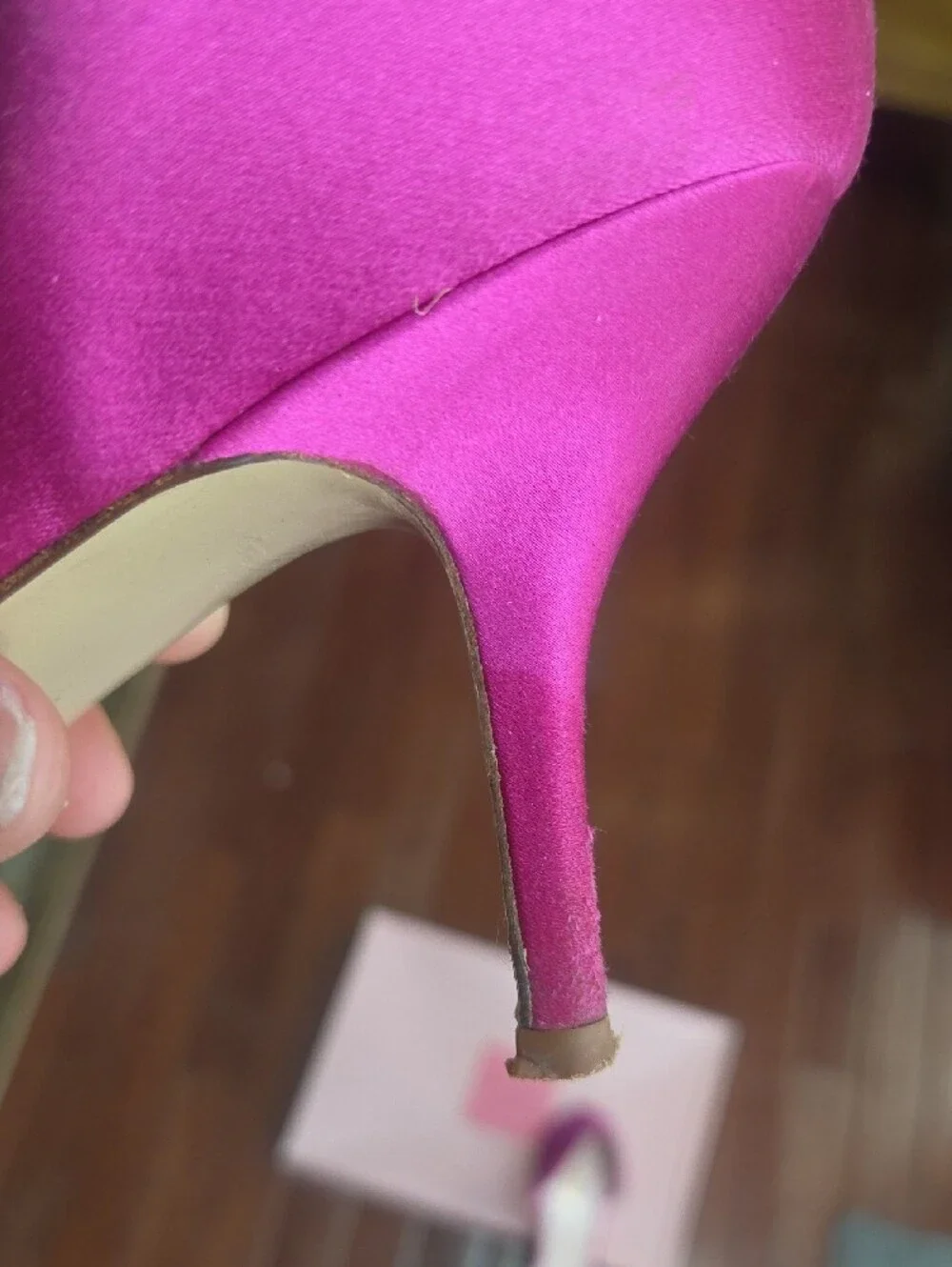 kate spade hot pink satin peep-toe d'Orsay heels with bow